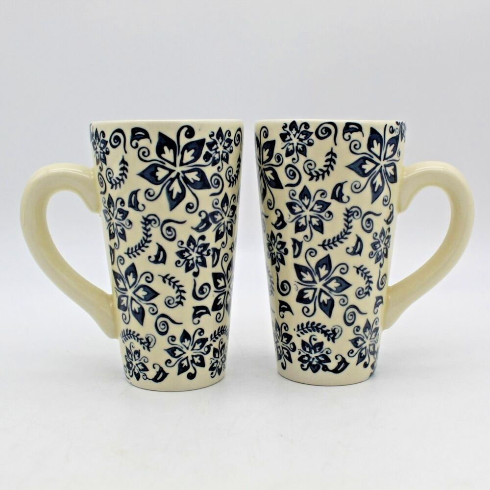 Teapot & 4 Tall Cups Blue Floral Tea Set with Loose Tea Filter Vintage Boxed - Picture 15 of 16